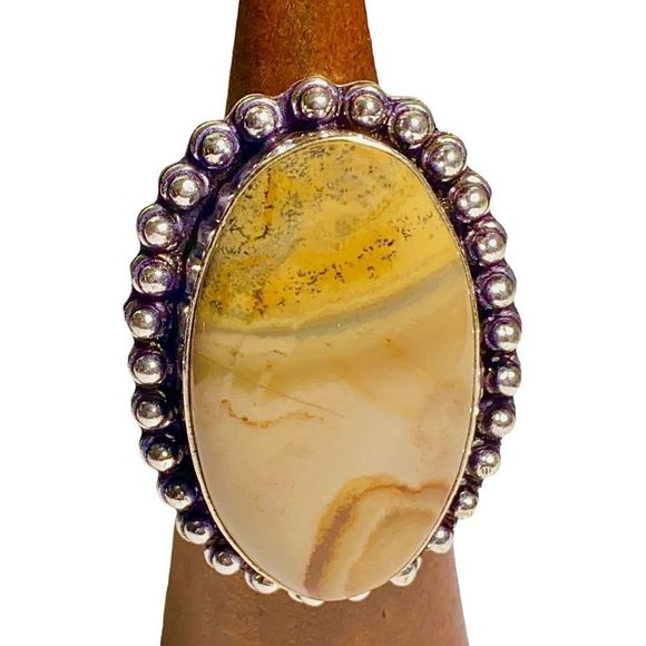Natural Mookaite Gemstone in a Handcrafted 925 Stamped Ring (9.5) - Picture 4 of 10